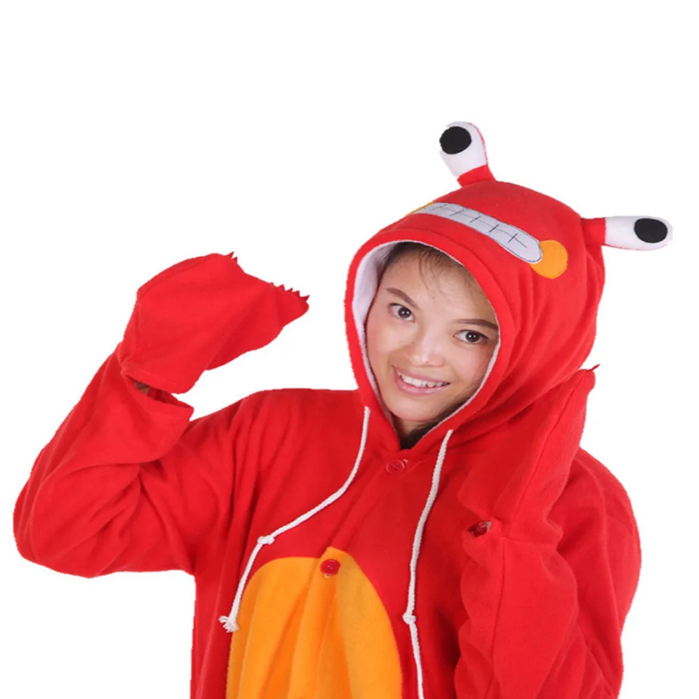 

Hot Sales Red Crab Adult Ladies Onesie Homewear Novel Costume Girls Jumpsuit Pajamas Nightgowns Women Sleepwear Long Sleeve Size