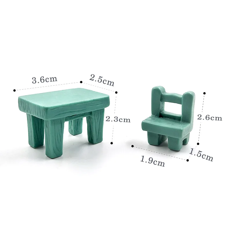 Mini resin craft Artificail Square Desk Chair figurine home decor miniature fairy garden decoration accessories Building statue