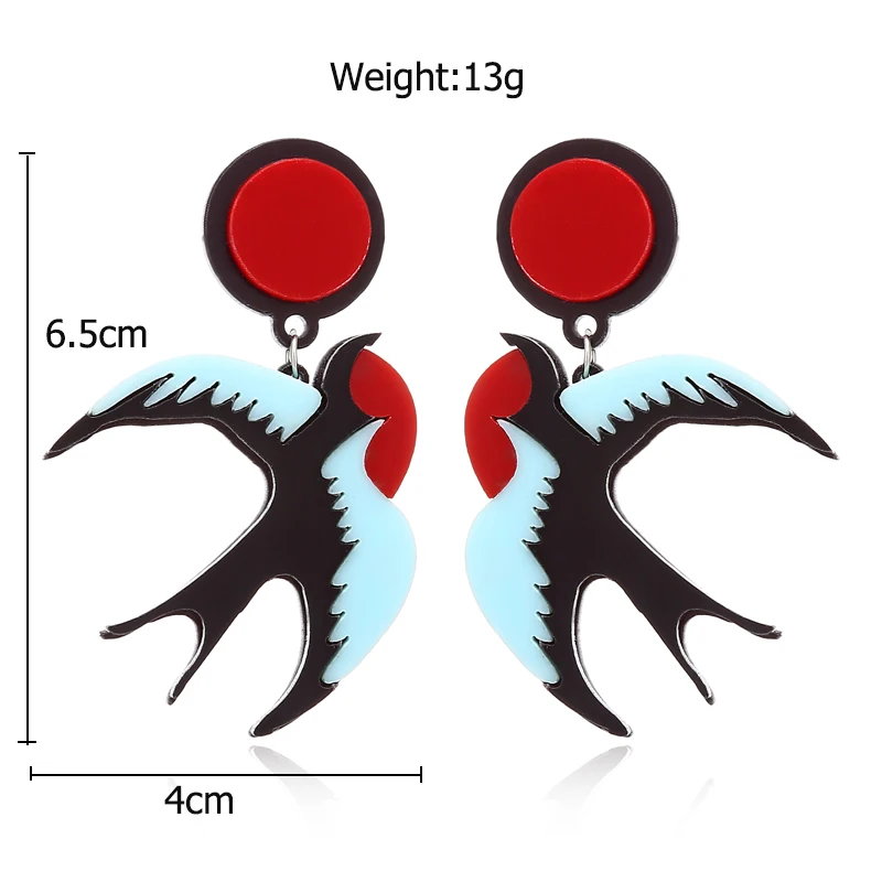 New 2022 Acrylic Swallow Earrings Long Pendant Drop Earrings For Women Fashion Animal Bird Earring Bohemian Statement Jewelry