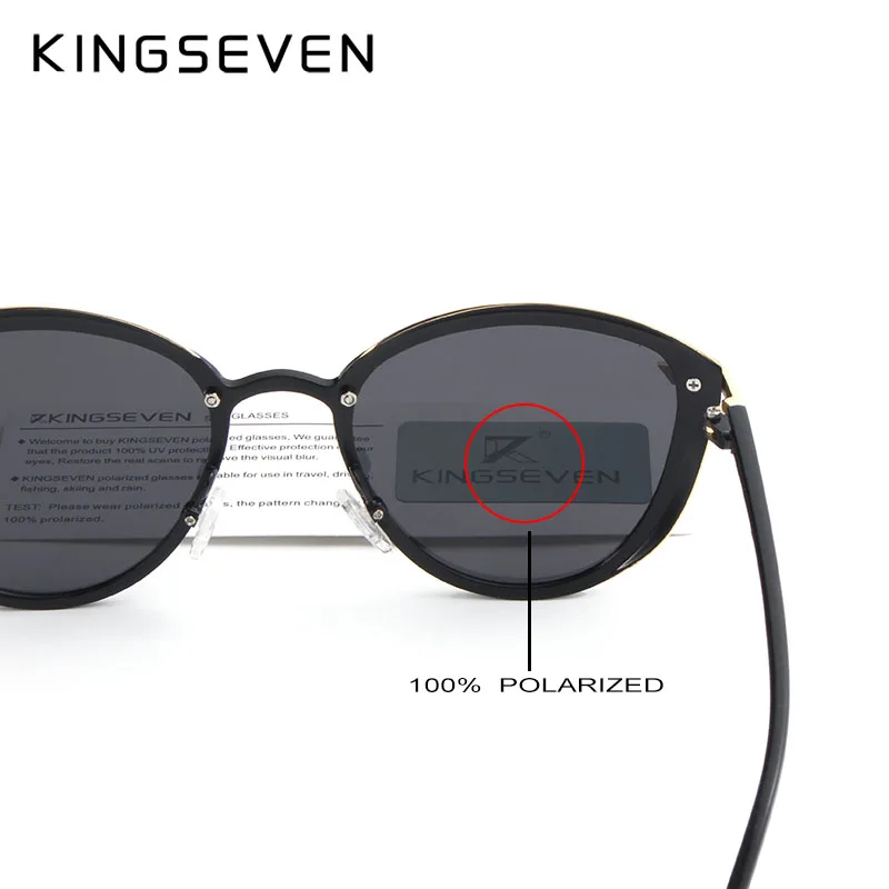 KINGSEVEN Brand Design Cat Eye Sunglasses Women polarized Luxury Alloy Frame+TR90 Sun Glasses Fashion Retro Oculos De Sol Gafas