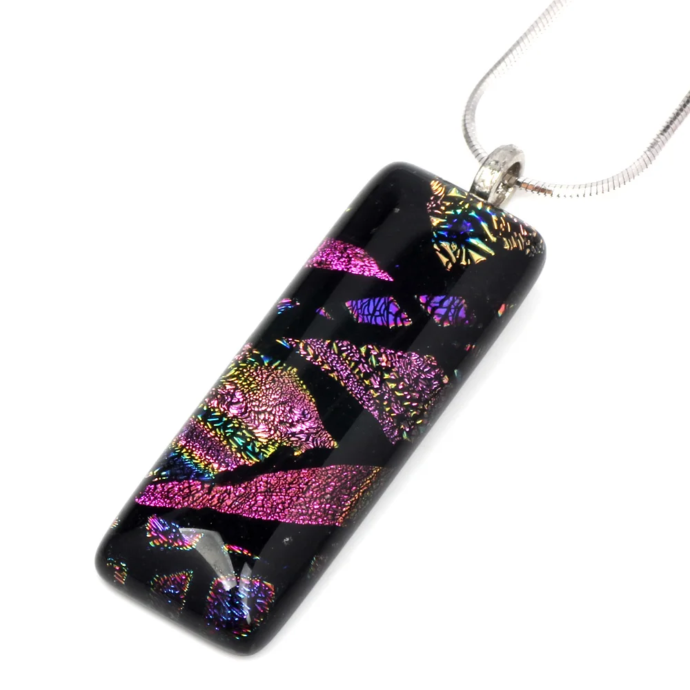 OlingArt rectangle Purple magic gold foil Jewelry Limited edition special customization Lampwork Glass Pendant for Necklace New