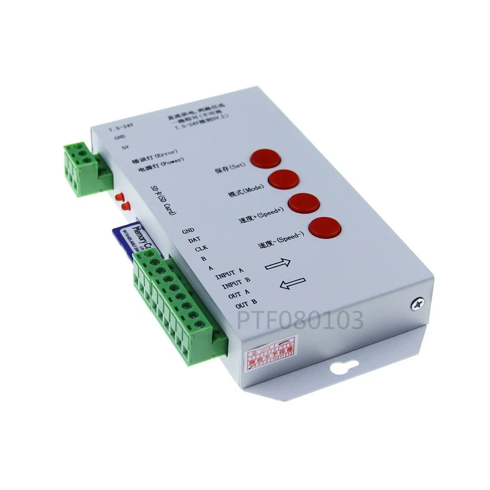 T1000S SD Card WS2801 WS2811 WS2812 WS1903 LPD6803 LED 2048 Pixels Controller DC5~24V T-1000S DMX 512 RGB Controller