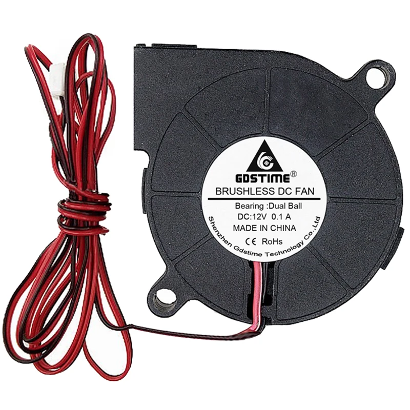 5 Pieces Gdstime Black 50mm x 15mm Ball Bearing Computer PC DC Cooling Fans 12V 5015 Turbo Blower