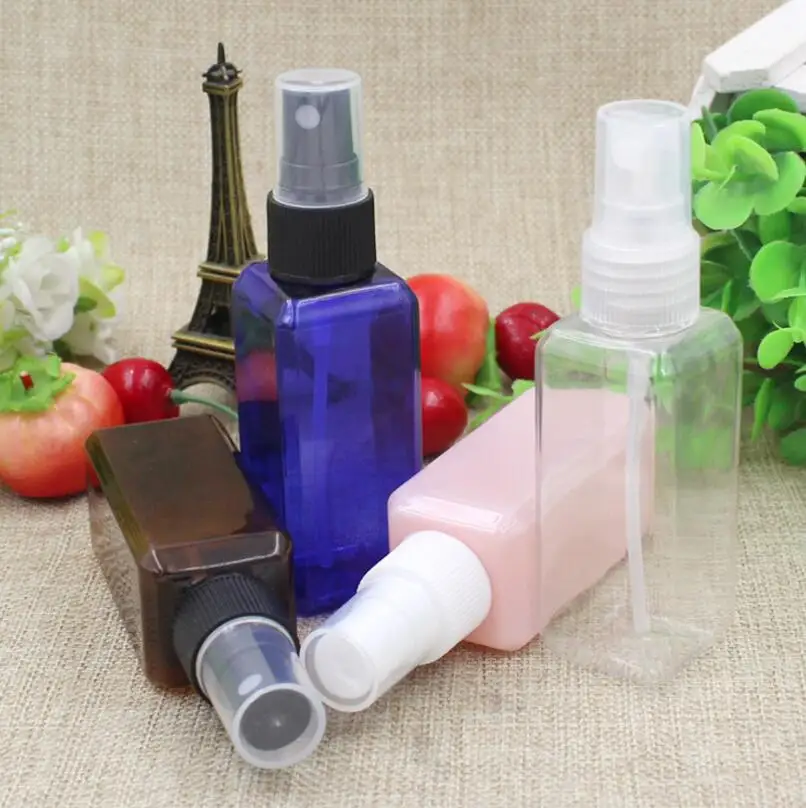 

50ml Square Plastic Perfume Bottle Refillable Empty Sample Atomizer Empty Perfume Test Vials LX1326