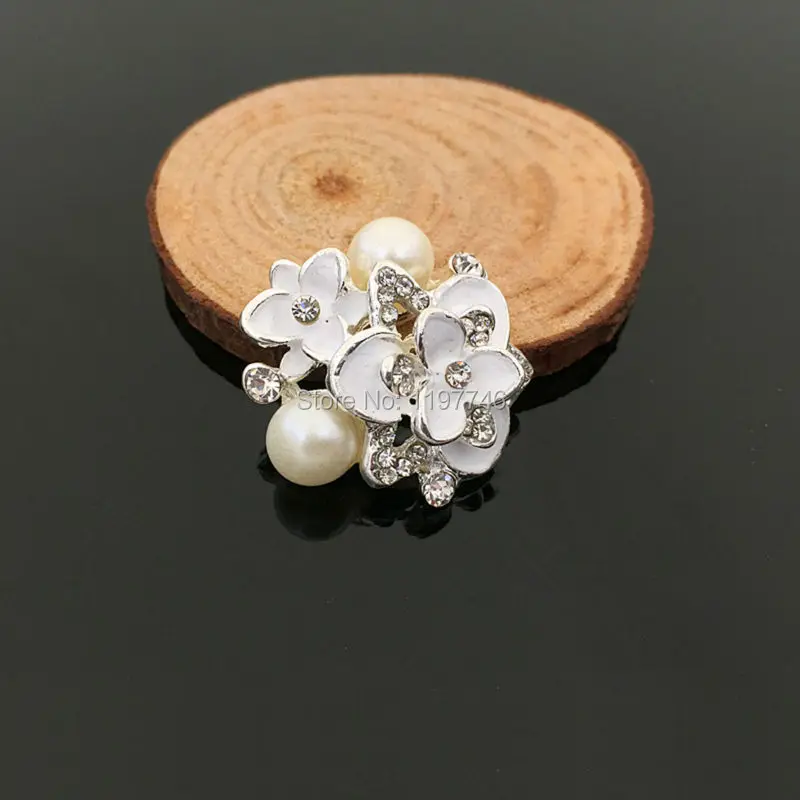 White Flower Pearl Accessory 10pcs Vintage Wedding Art Fashion Flat Back Embellishment Rhinestone Button Decoration Accessories