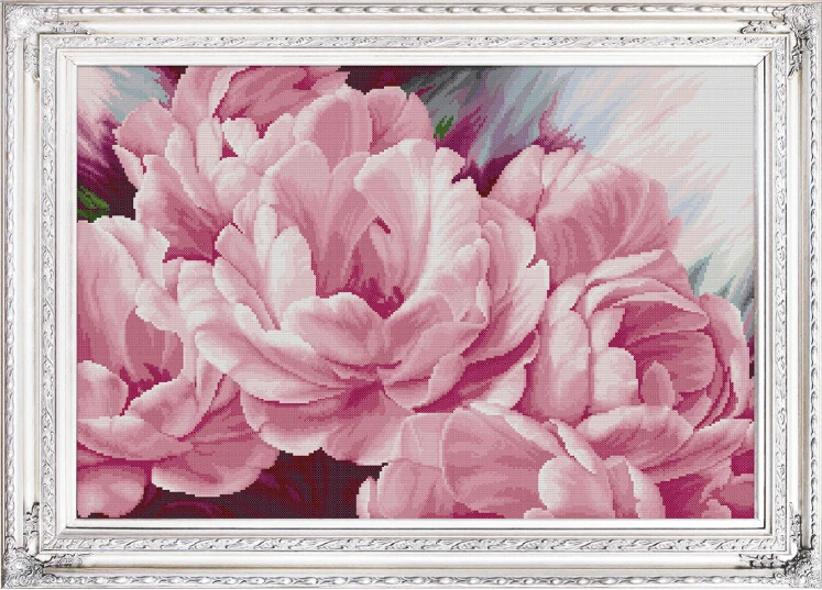 Needlework,DIY Cross stitch,Embroidery kit set,Pink peony floral Flower Cross-Stitch painting wedding Wholesale