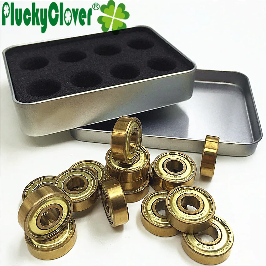 10 صناديق 608zz الذهب تحمل لوح التزلج تحمل 8 مللي متر تتحمل التاتينوم حذاء تزلج بعجلات حيلة سوينغ سكوتر الأرض لوح ركوب الأمواج محامل