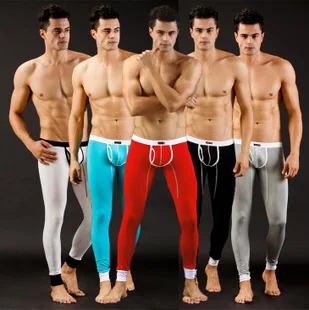 Sexy WJ Brand Men\'s Modal Thermal Underwear Long Johns Bottom Male Low Rise Thermo Pants Clothes Pajamas Bulge Pouch Design