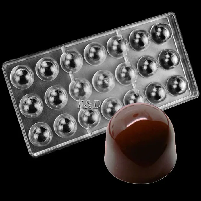 2124b Semi Round Big size Bell Polycarbonate Transparent pc Material  Mould Hard Plastic Chocolate PC Mold