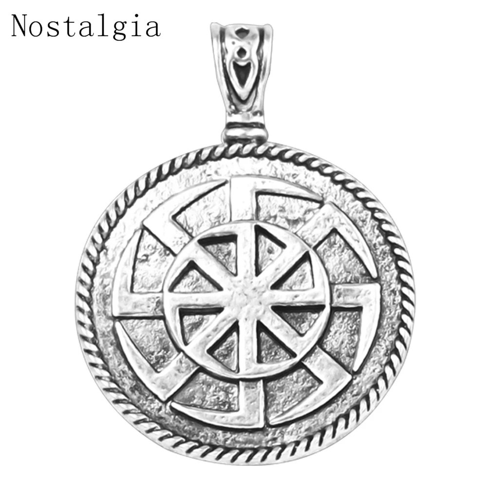 Slavic Antique Silver Color Kolovrat Pendant Necklace Slavic Amulet Sun NEW Wheel Kolovrat Pendant For Men Fashion Charm Jewelry