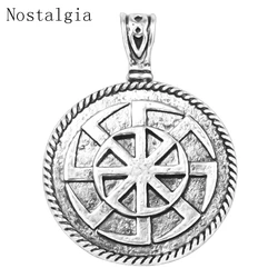 Slavic Antique Silver Color Kolovrat Pendant Necklace Slavic Amulet Sun NEW Wheel Kolovrat Pendant For Men Fashion Charm Jewelry
