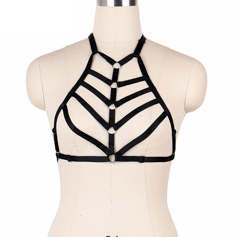 

JLX.HARNESS Women's Body Harness Neck Around Open Chest Cage Bra Adjustable Polyester Bondage Harness Lingerie Fetish Wear O0160