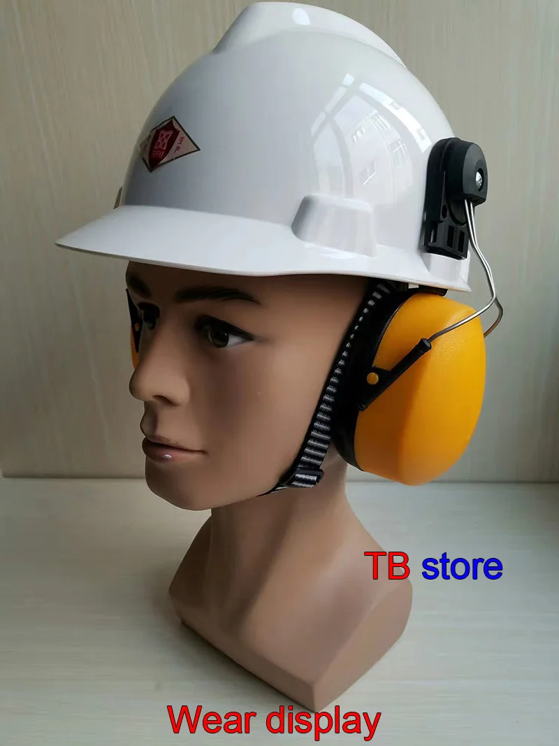 PROVIDE helmet + Earmuffs ABS Plastic safety helmet hanging Protective earmuffs focus on work Protective helmet ear muffs