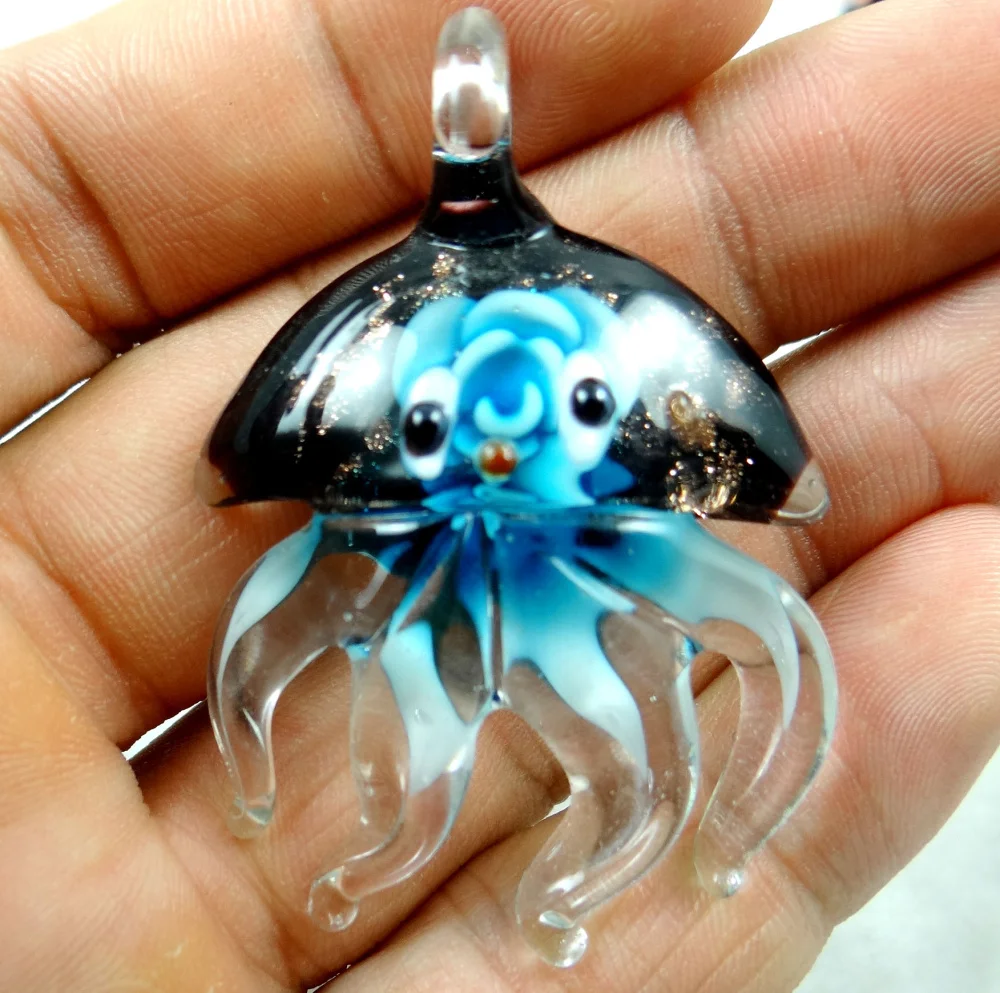 Multi-Color Liuli Coloured Glaze Glass Jellyfish Pendant necklace LOOSE BEADS P59