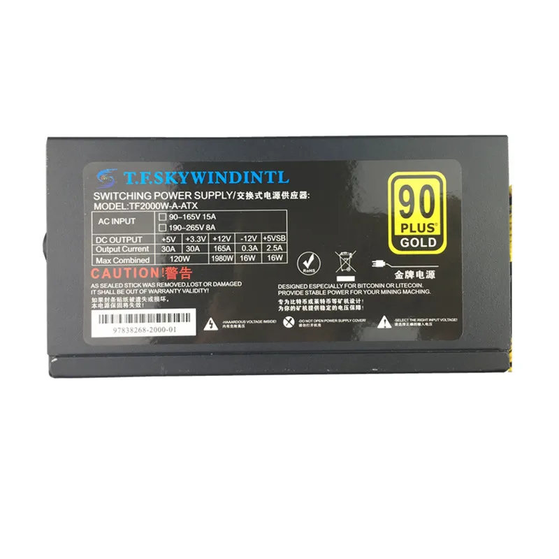 T.F.SKYWINDINTL 2000w Power Supply 2000W Mining Power Supply 220V For Ethereum Coin Computer Mini Machine Power Source 24Pin Psu