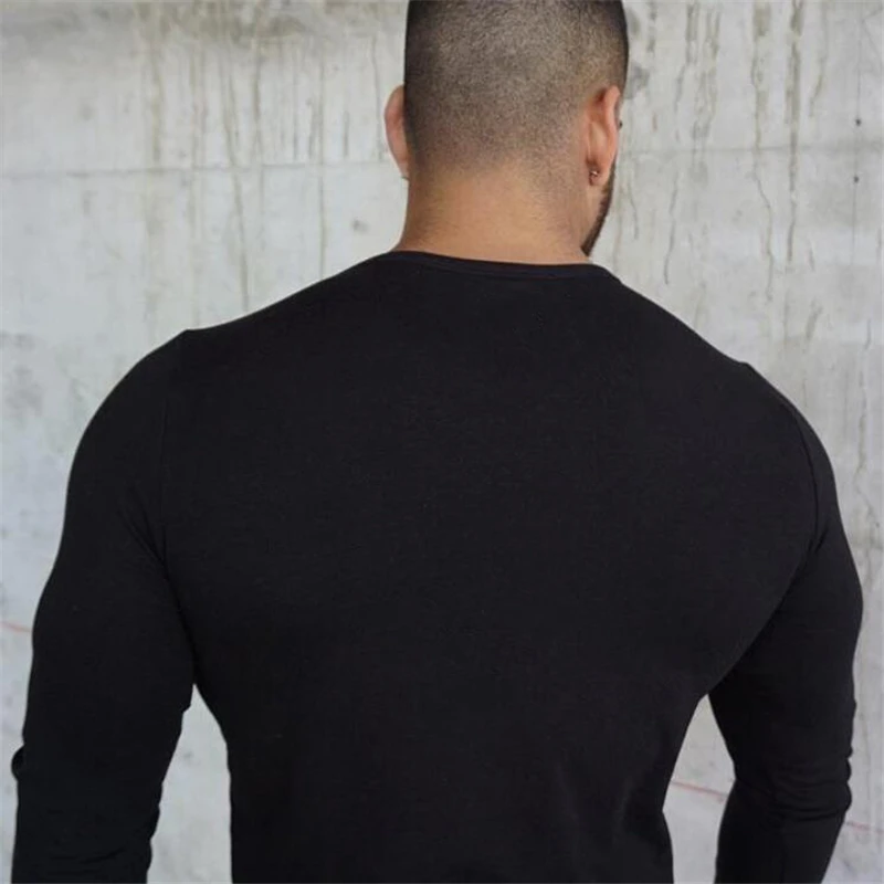 Muscleguys 2023 autum spring long sleeve T shirt men brand fitness clothing print T-shirt male top quality stretch cotton Tshirt