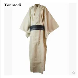 Kimono long en tissu tissé 100% coton pour homme, robe de chambre design, pyjama