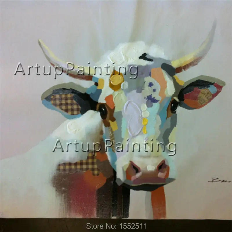 

Modern abstract oil paintings on canvas for pop art calf manual painting animals pop art household adornment picture 12