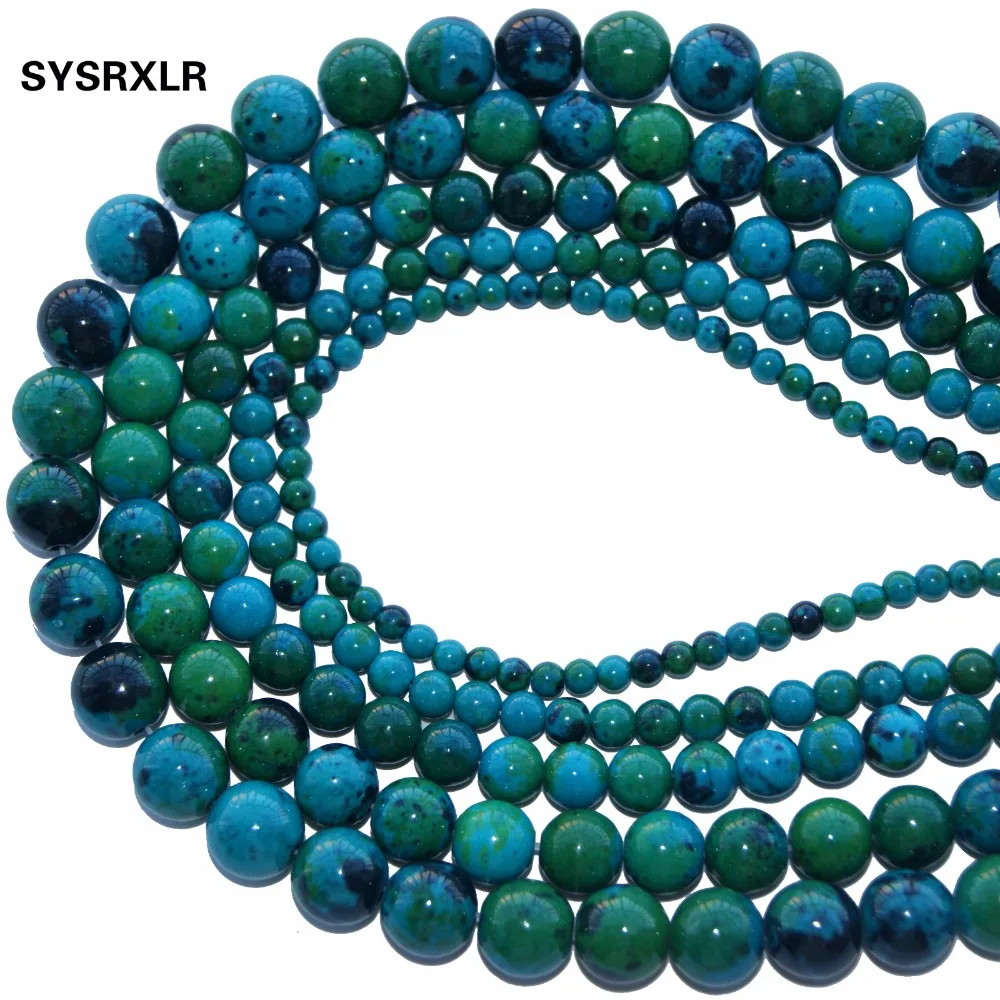 New Natural Stone Chrysocolla Round Loose Beads 15\