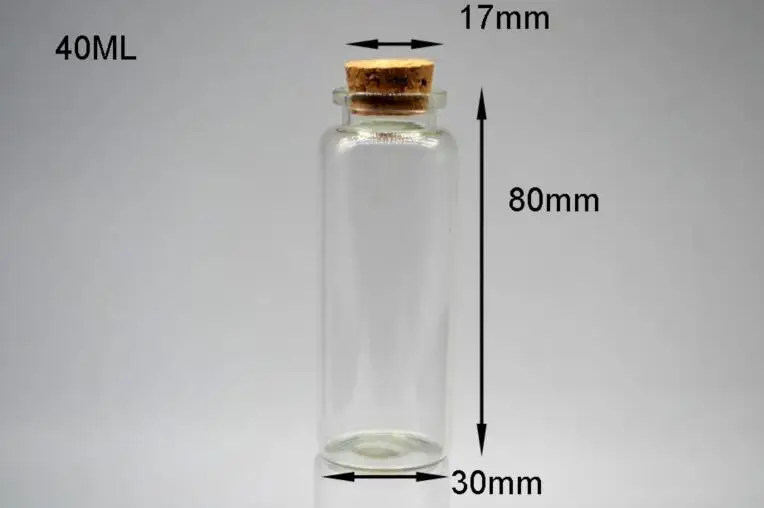 100pcs 30*80mm Transparent Empty Glass Bottle Vial Jars container Cork Messages Wishing Bottle Container home garden decoration