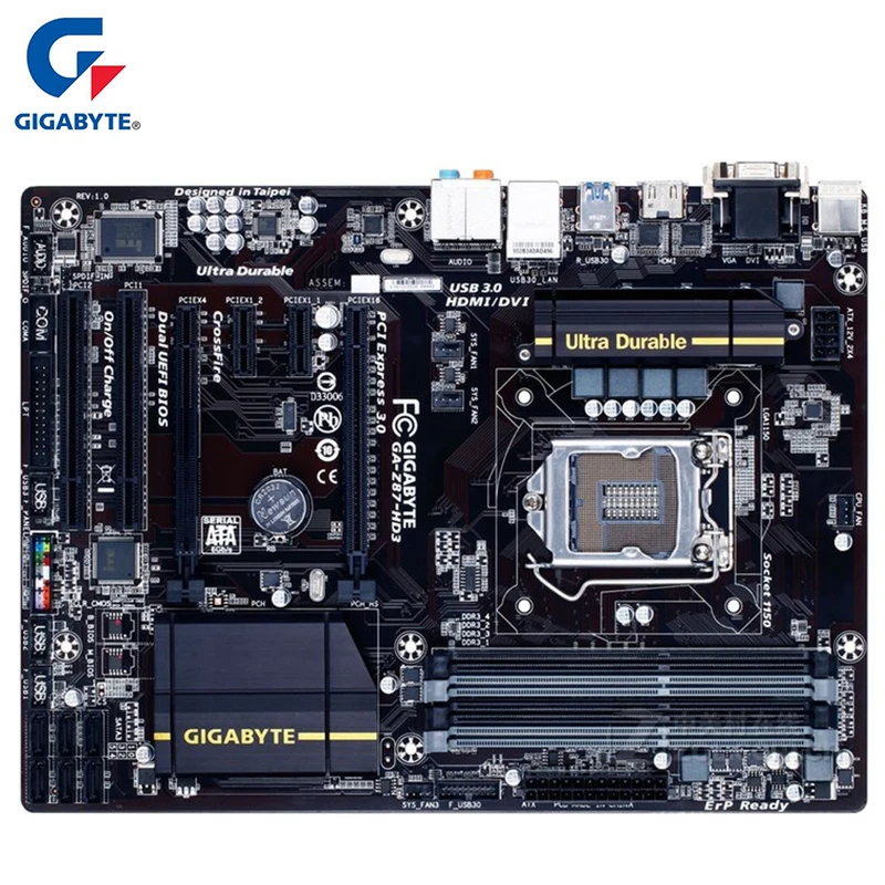 

Gigabyte GA-Z87-HD3 Motherboard For Intel Z87 DDR3 USB3.0 32GB LGA 1150 Z87-HD3 Desktop Mainboard ATX Systemboard Used PCI-E 3.0