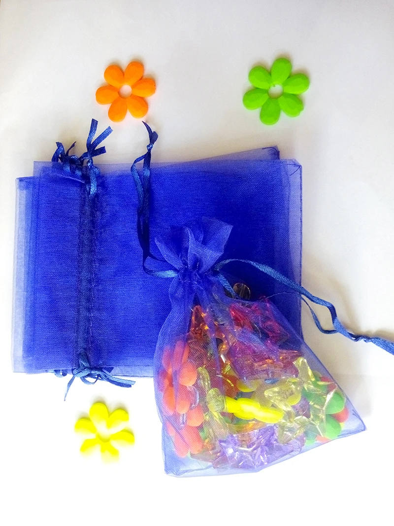 

15x20cm 500pcs/lot Christmas Organza Bags Royal Blue Drawstring Bag Pouch For Food/jewelry/candy Gift Bag Small Packaging Bags