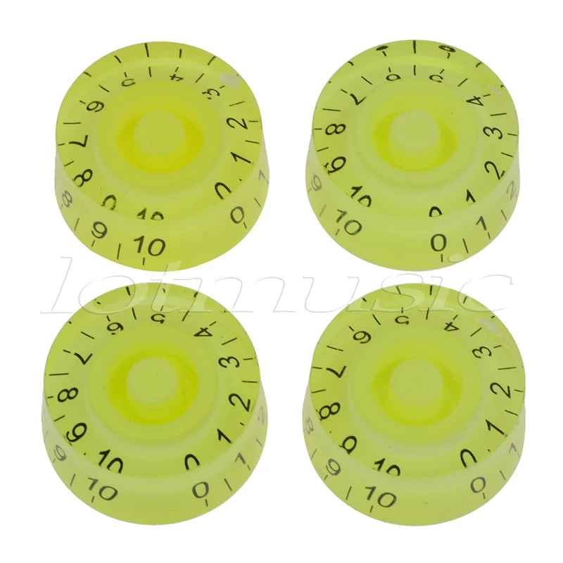 4Pcs Speed Control Knobs For Electric Guitar Parts Anticlockwise Fluorescent Green