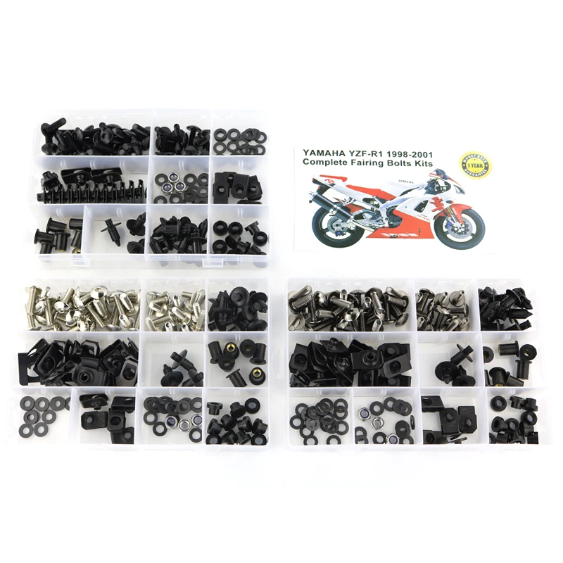 

Fit For Yamaha R1 YZF-R1 1998 1999 2000 2001 Motorcycle Complete Full Fairing Bolts Kit Clips Screws