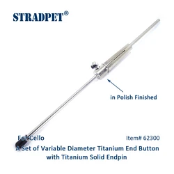 STRADPET Cello Titanium Solid/Carved Endpin with Variable Diameter Titanium End Button in Bright and Gun Gray, Cello Accessories