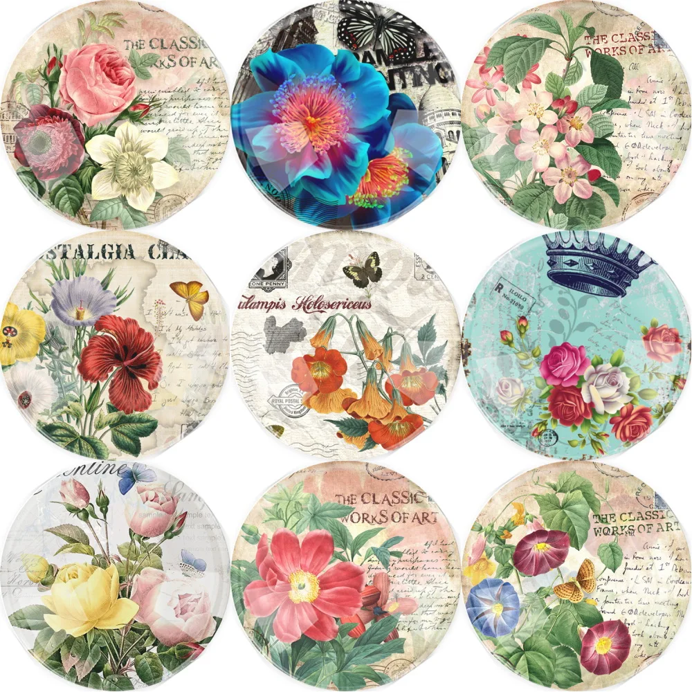 

10~25mm 12~50pieces Flower Flatback Cameo Cabochon Domed Accessory Glass Cabochon DIY Handmade Glass Jewelry Accessories