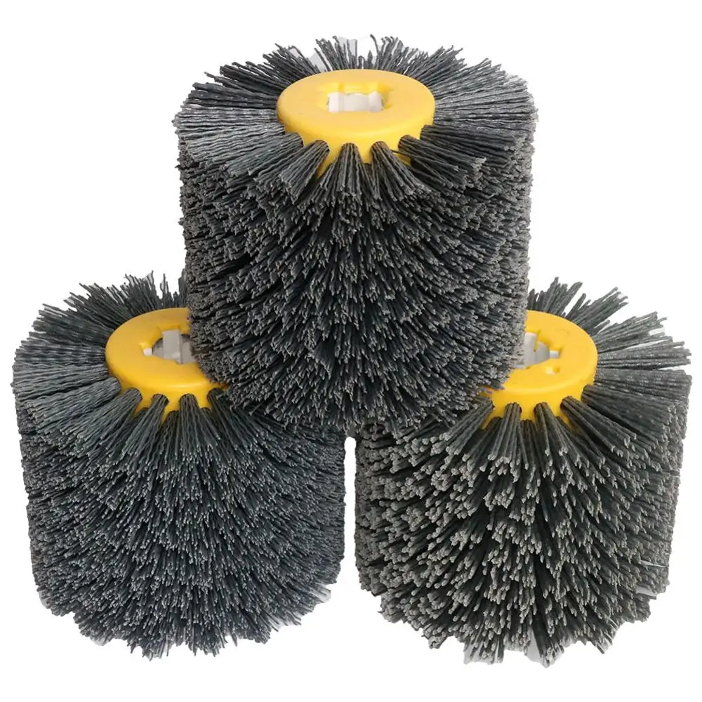 1pc Deburring Nylon Abrasive Wire Drawing Round Brush Head Polishing Tool Sisal Horse hair brush For Furniture Wood Sculpture