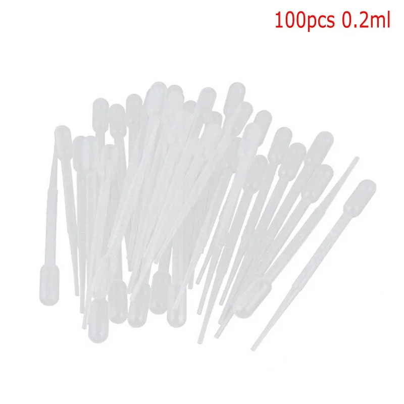 100PCS Practical 0.2ml Transparent Pipettes Disposable safe Plastic Eye Dropper Transfer Graduated Pipettes Educational Supplies