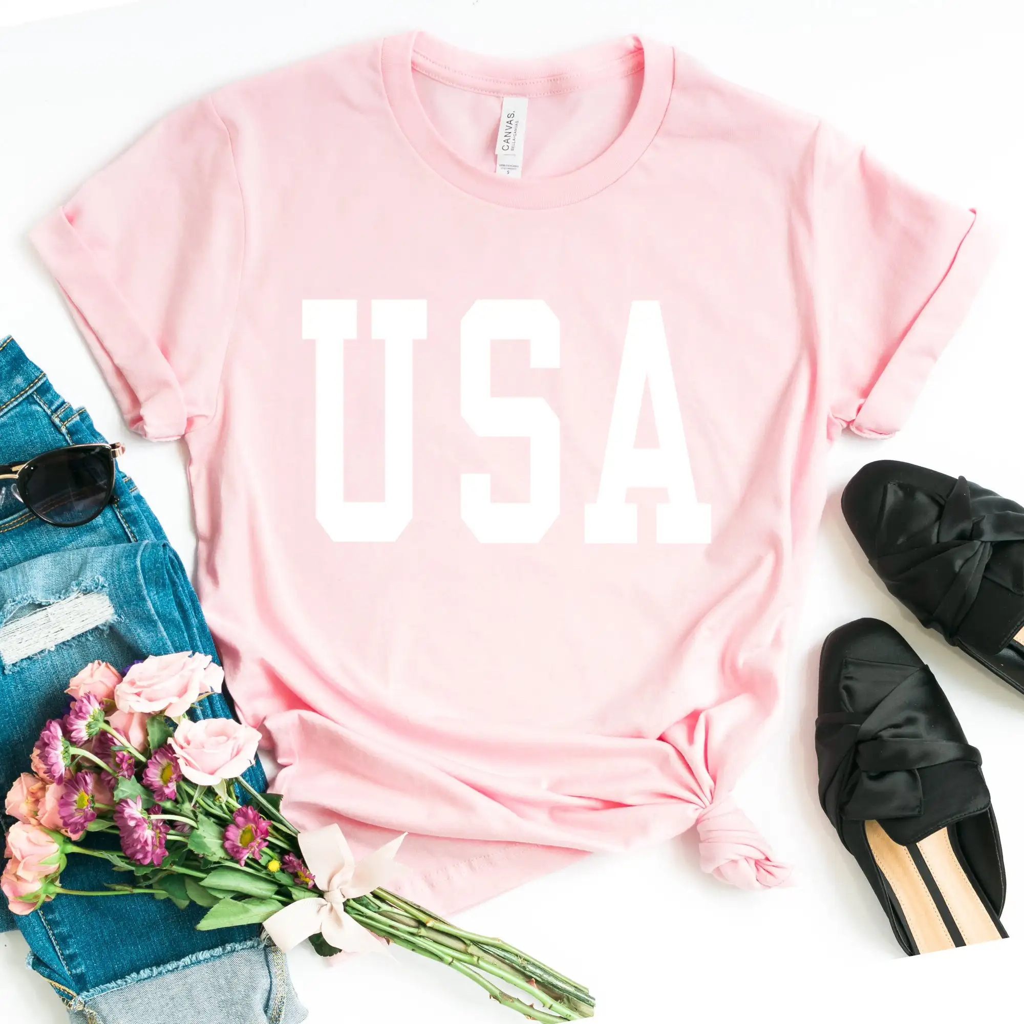 Sugarbaby-Camiseta de Estados Unidos para mujer, camisas de cuatro de julio, camisetas patrióticas americanas del Día del Trabajo, envío directo