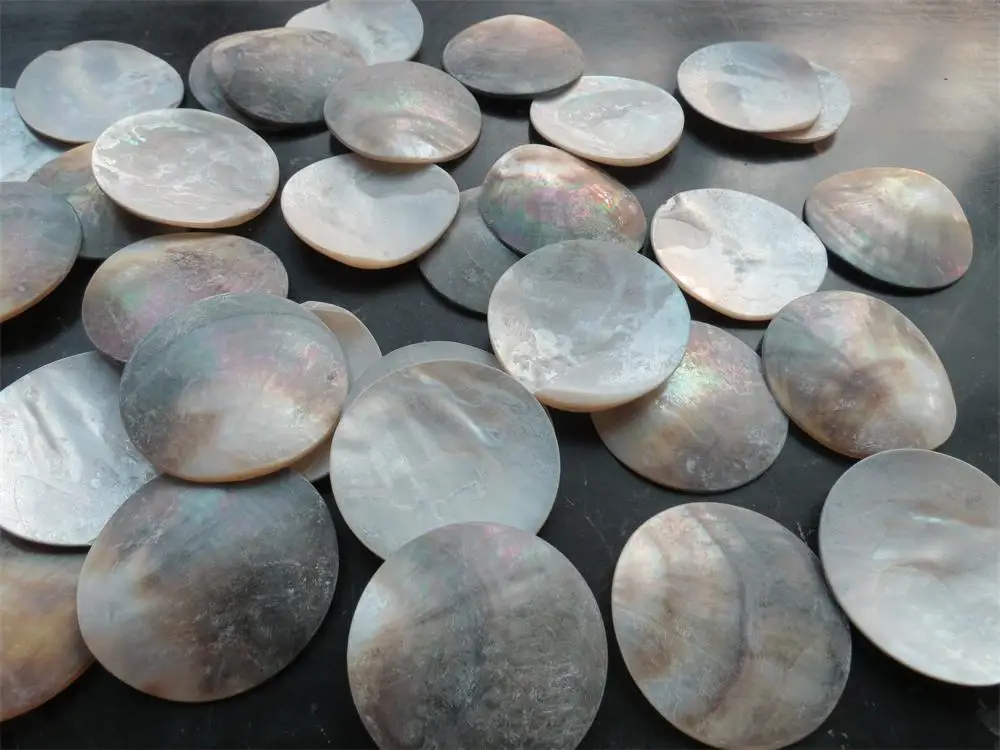 

50Pcs shell Inlay material circle black lip pearl oyster blanks 45mmx(2-4mm)