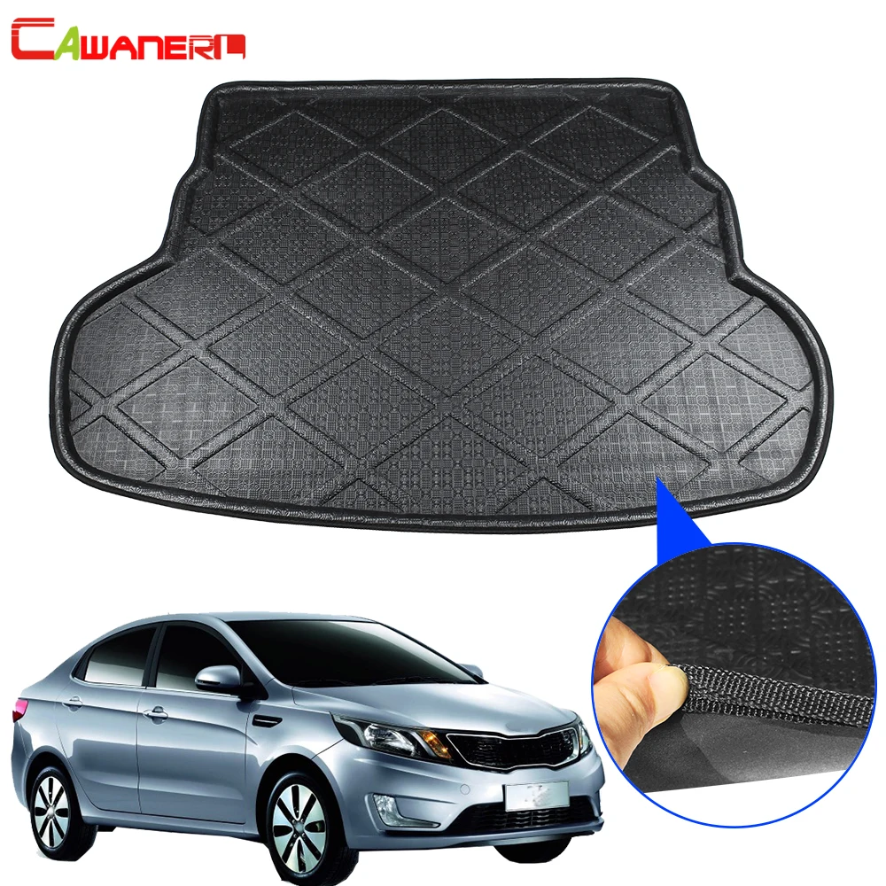 Cawanerl Car Trunk Mat Boot Tray Liner Tail Floor Cargo Carpet Mud Luggage Pad Accessories For Kia K2 Pride Rio Sedan 2012-2017