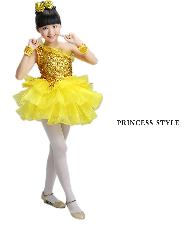 Children\'s Latin dance costumes girls sequins modern dance performance costumes kindergarten dance clothes dance skirt