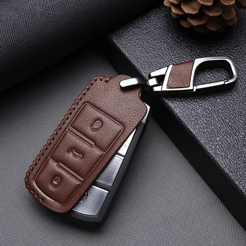 Genuine Leather Car Key Cover Case For Volkswagen Golf 4 5 6 7 MK7 Passat CC Passat B6 B7 B8 Passat 3C CC Magotan R36 B5 B7L