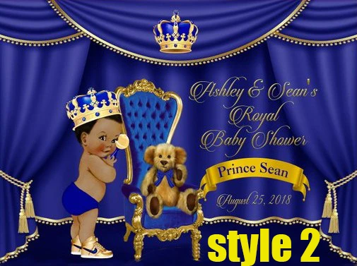 custom Royal Blue Prince Crown Baby Shower Throne Theater Curtain background   Computer print party photo backdrop