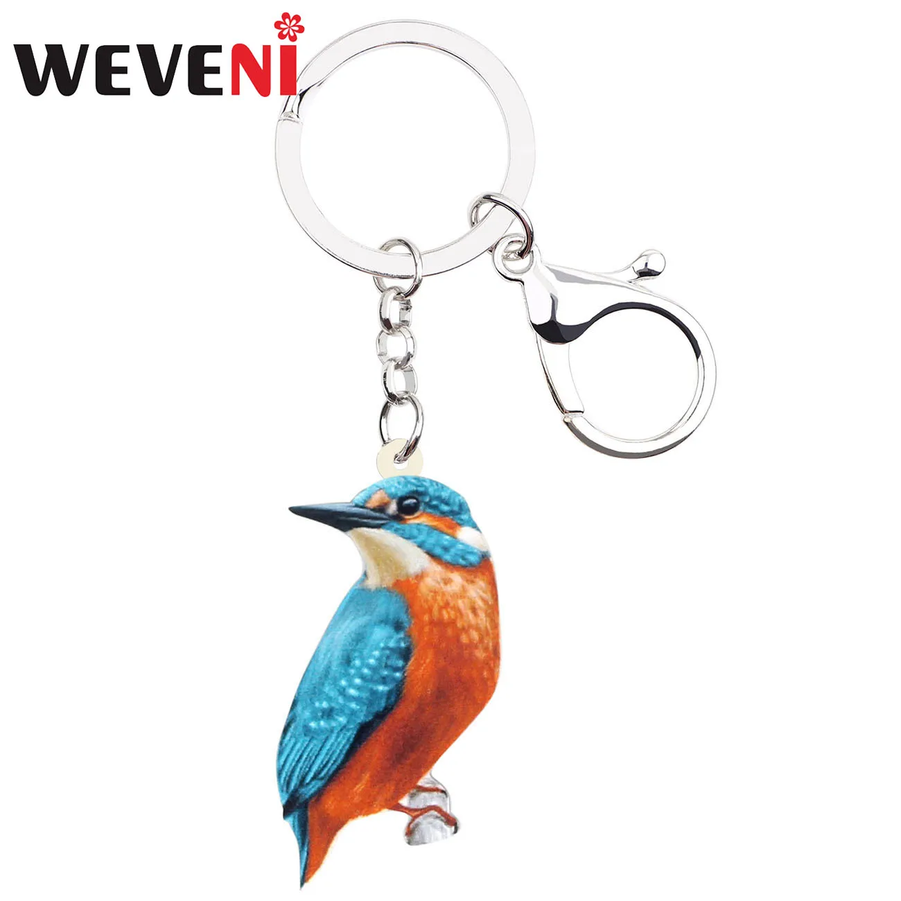 WEVENI Acrylic Alcedo Atthis Kingfisher Bird Key Chain Keychains Holder Fashion Animal Gift Jewelry For Women Girls Bag Charms