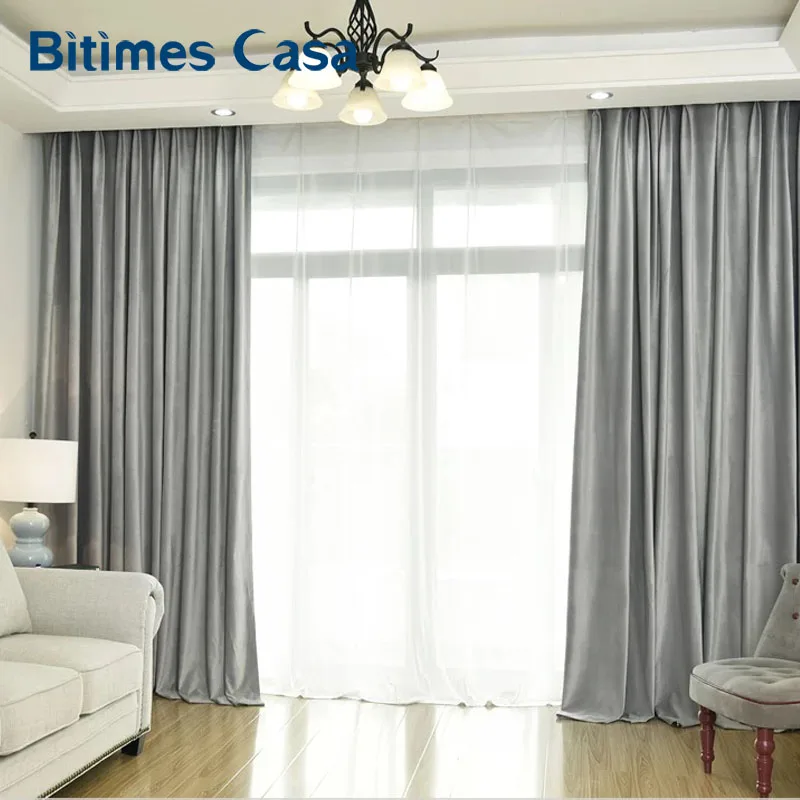 Soft Touch Velvet Blackout Window Curtain Solid Color For Living Roon Bedroom Curtain High Shading Home Decor