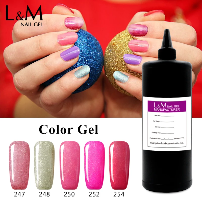 L&M Bulk Gel Nagellak Semi-permanente UV Led Esmaltes Glitter Nail Art Top Base Coat Gel Vernis Groothandel Gel Polish