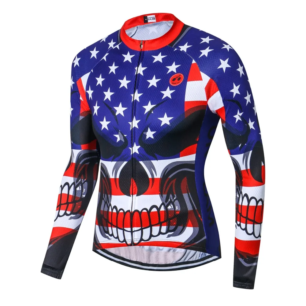 WEIMOSTAR USA Team Men's Cycling Jersey Set Long Sleeve Riding Ropa Ciclismo T-shirt Bicycle Top Biking Clothing Bib Pants Set