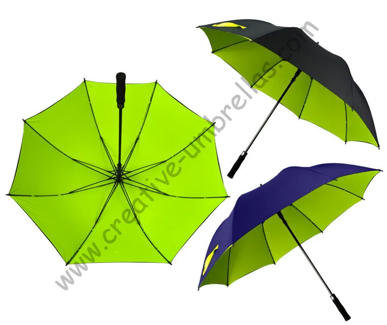 

5pcs/lot golf umbrella visible double layers fabric fiberglass frame,auto open Pongee,anti static,windproof ,assorted canopy