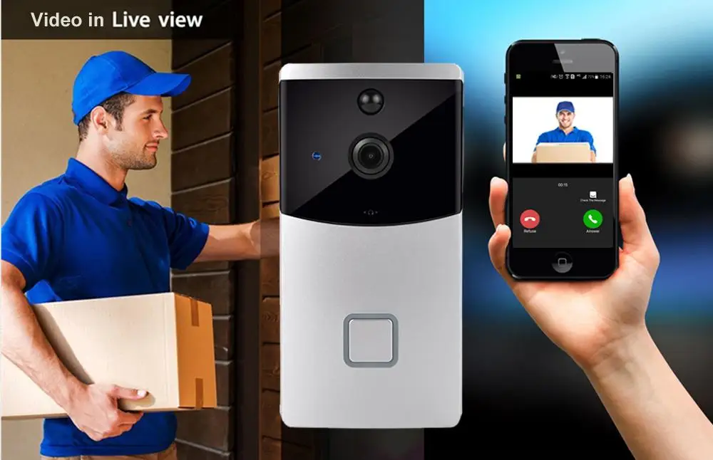ICSee-videoportero inalámbrico, timbre inteligente con Wifi, 720P, cámara HD, timbre para puerta, teléfono, Audio bidireccional, visión nocturna,