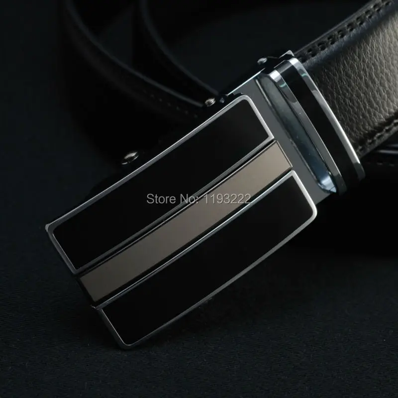 

Fashion Mens Luxury Belts Black Genuine Leather Automatic Smooth Buckle Belts Formal