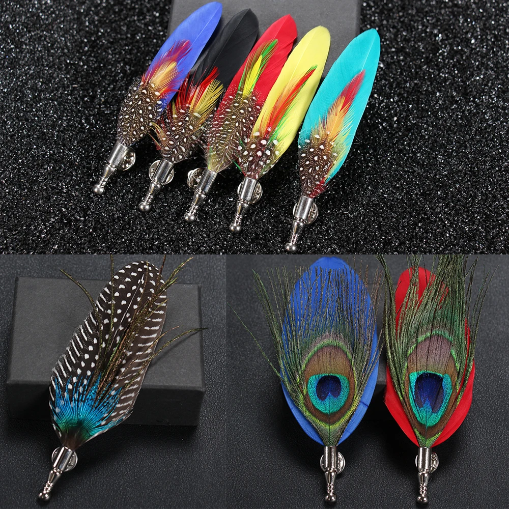 Tailor Smith Feather Brooch Lapel Pin Fashion Designer Handmade Men Women Novelty Brooches Lapel Pins Dress Suit Accessory Gift