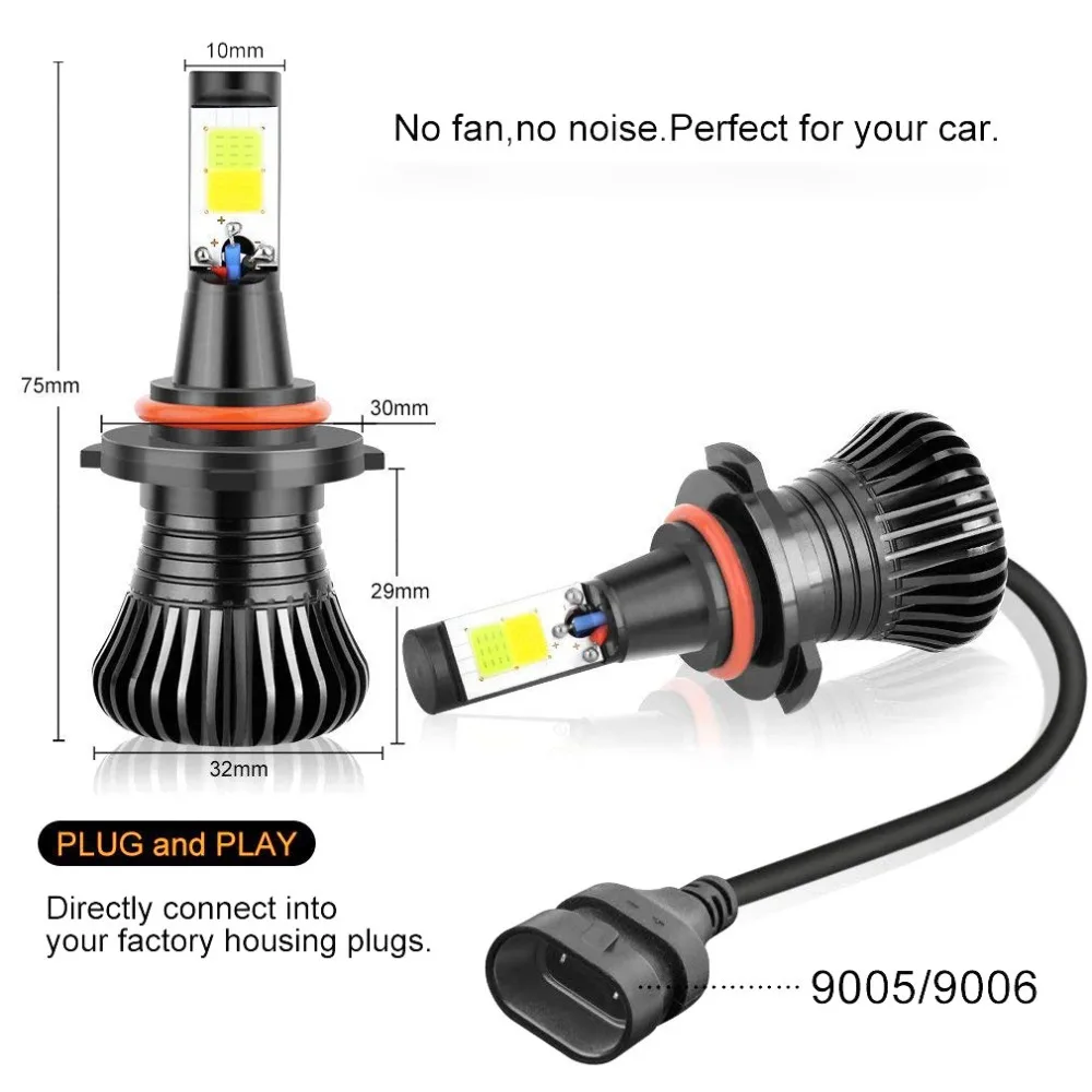 2 pieces Niscarda COB H1 H3 H4 H7 H8 H11 9005 9006 880 881 Driving 8000K Ice Blue 3000K Amber Yellow Fog Lights Bulbs Dual Color