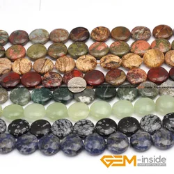 20mm Coin Beads Natural Stone Bead For Jewelry Making Indian Agates Moss Agates Sodalite Ocean Jaspers Jades Picture Jaspers 15