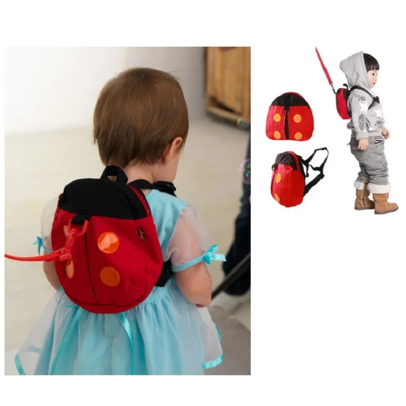 Ladybug Baby Harness girls School Bags Reins Satchel Rucksacks Children Backpack Baby Safety Lunch Bag