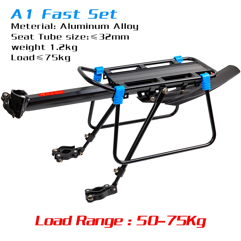 50-75KG fender Bicycle Luggage Carrier Cargo Load Rear Rack Road MTB Shelf Cycling Seatpost Bag Holder Stand